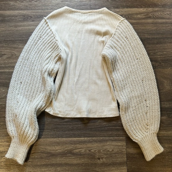 ZARA ribbed top with sweater knit sleeves - Picture 7 of 7